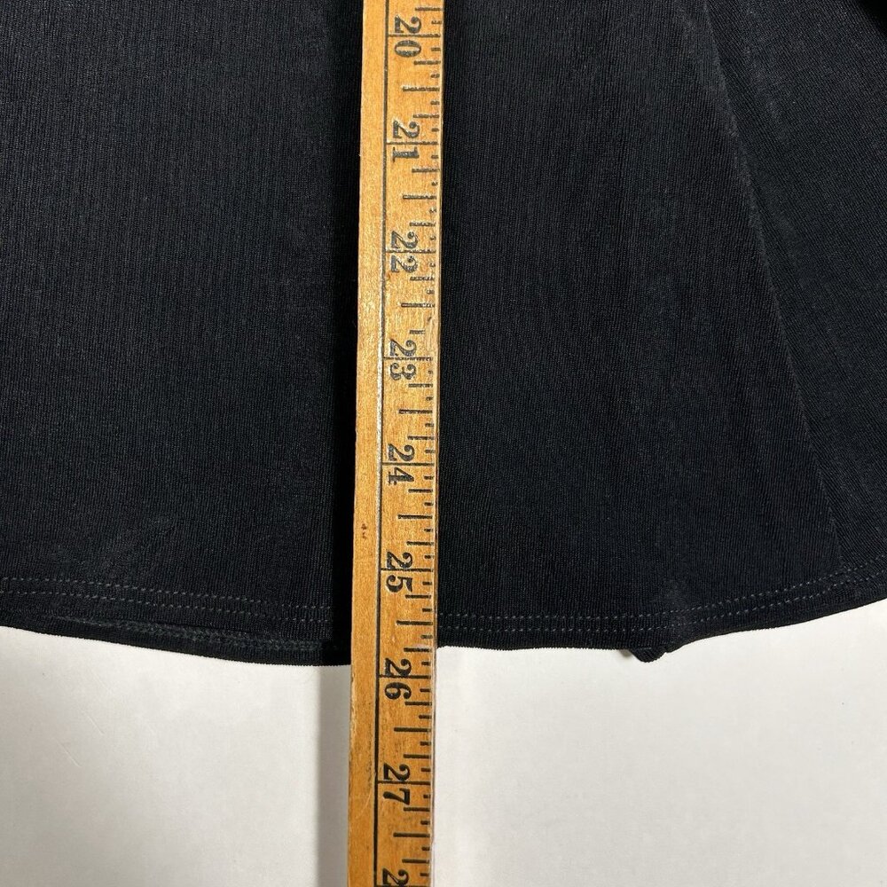 Chico’s Travelers Short Skirt Jersey Knit Slinky Flare Swing Black Pull On Sz M - Picture 10 of 10